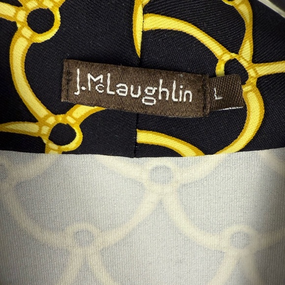 J McLaughlin black and yellow faux wrap dress size large - Picture 3 of 8